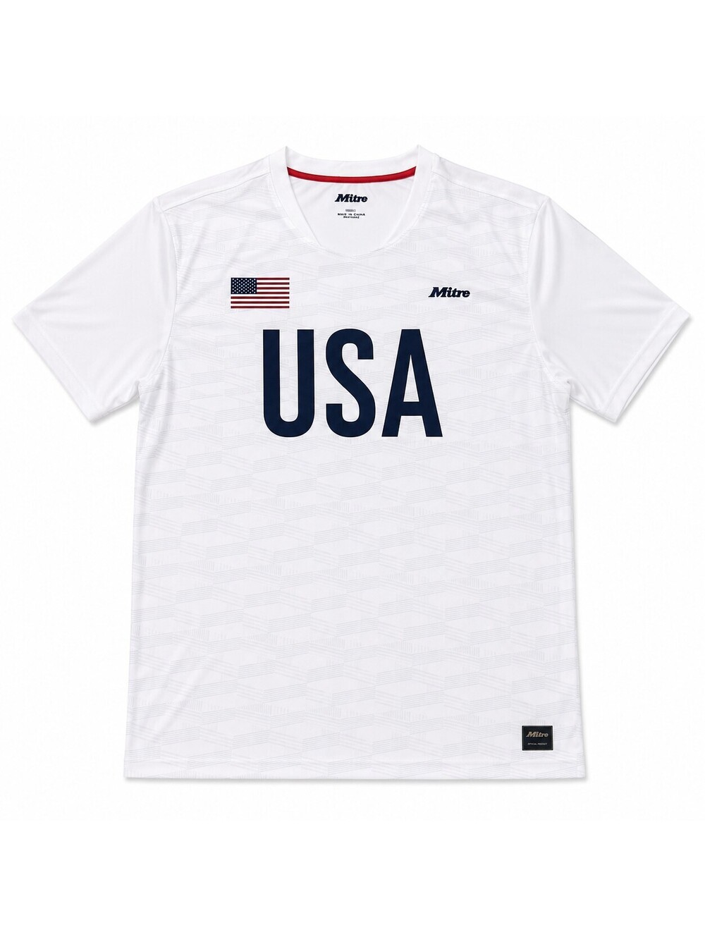Mitre USA White Soccer Jersey with American Flag, Size Large, New with Tags